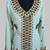 Sea Green Golden multicolor stone and  Beads Moroccan Kaftan With hijab 