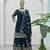 Navy blue embroidered sharara suit set
