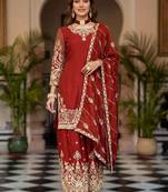 Orange embroidered sharara suit set