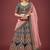 BLUE THREAD ZARI DORI AND SEQUINS EMBROIDEREY WORK VELVET SEMI STITCHED LEHENGA CHOLI