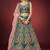 TURQUOISE THREAD ZARI DORI AND SEQUINS EMBROIDEREY WORK VELVET SEMI STITCHED LEHENGA CHOLI