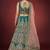 TURQUOISE THREAD ZARI DORI AND SEQUINS EMBROIDEREY WORK VELVET SEMI STITCHED LEHENGA CHOLI