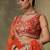 Orange georgette fabric sequins and thread embroidery semi-stitched lehenga set with blouse and dupatta