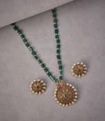 Garnet glow ensemble mehendi plated locket set with earrings