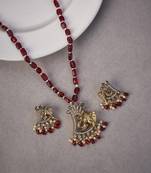 Ganpati mehendi plated locket set with earrings