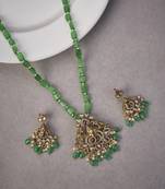 Verdant grace ganpati temple mehendi plated locket set with earrings