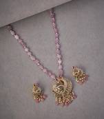 Elegant peacock gold plated locket set with earrings