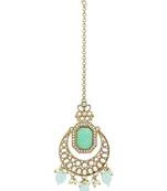Gold plated traditional kundan pearl maang tikka for women and girls (t3026sb)