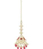 Gold plated traditional kundan pearl maang tikka for women and girls (t3019q)