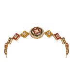 Gold plated handcrafted multicolor kundan stone sheeshpatti for women (t2214mul)