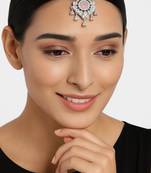 Silver plated traditional cubic zirconia american diamond studded maang tikka for women (t2203zpi)