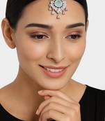 Silver plated traditional cubic zirconia american diamond studded maang tikka for women (t2203zmin)