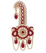 Gold plated traditional stone pearl drop safa kalangi brooch for groom/men/dulha pagadi (sm97m)