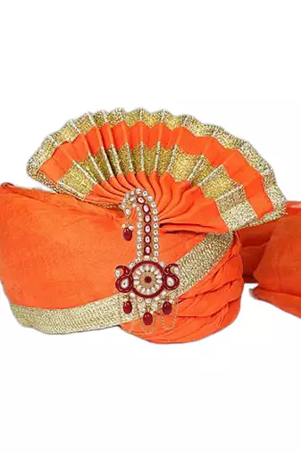 Gold plated traditional stone pearl drop safa kalangi brooch for groom/men/dulha pagadi (sm97m)