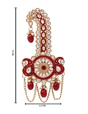 Gold plated traditional stone pearl drop safa kalangi brooch for groom/men/dulha pagadi (sm97m) 4