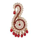 Gold plated traditional stone pearl drop safa kalangi brooch for groom/men/dulha pagadi (sm96m)