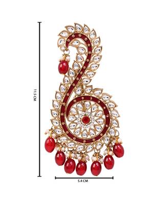 Gold plated traditional stone pearl drop safa kalangi brooch for groom/men/dulha pagadi (sm96m) 4