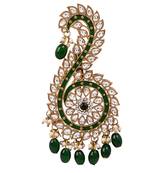 Gold plated traditional stone pearl drop safa kalangi brooch for groom/men/dulha pagadi (sm96g)