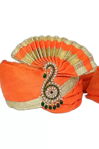 Gold plated traditional stone pearl drop safa kalangi brooch for groom/men/dulha pagadi (sm96g)
