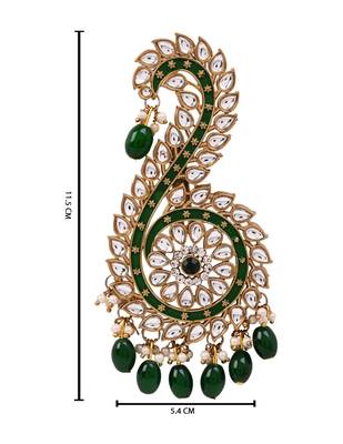 Gold plated traditional stone pearl drop safa kalangi brooch for groom/men/dulha pagadi (sm96g) 4