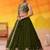 Olive green Georgette Fabric Sequins and Thread Embroidery Semi-Stitched Lehenga set with Blouse and Dupatta