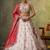 Beige tissue fabric sequins and thread embroidery semi-stitched lehenga set with blouse and red dupatta