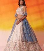 Beige Tissue Fabric Sequins AND Thread Embroidery Semi-Stitched Lehenga SET WITH Blouse AND Dupatta