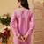 hand embroidered pink cotton lucknowi chikankari kurti