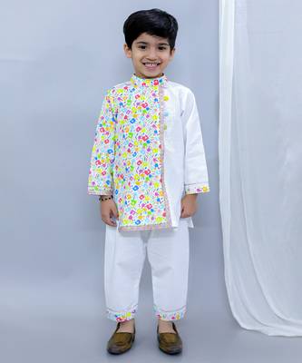 Multicolor printed cotton Boy's Kurta Pyjama 1