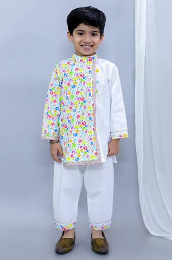 Multicolor printed cotton kurta pyjama