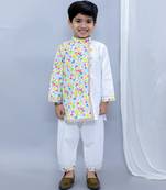 Multicolor printed cotton kurta pyjama