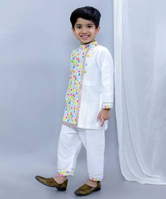 Multicolor printed cotton Boy's Kurta Pyjama 2