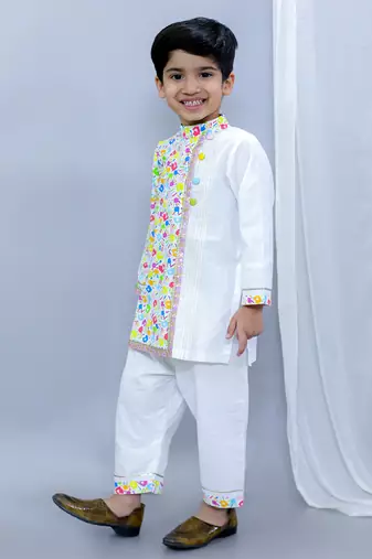 Multicolor printed cotton Boy's Kurta Pyjama