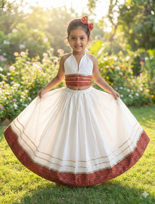 Cambric cotton with ajrakh patch design lehenga choli 1