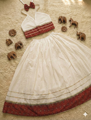 Cambric cotton with ajrakh patch design lehenga choli 3