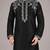 Black embroidered dupion silk kurta