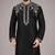Black embroidered dupion silk kurta