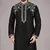 Black embroidered dupion silk kurta