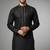 Black embroidered cotton kurta