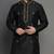 Black embroidered dupion silk kurta