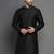 Black embroidered dupion silk kurta