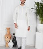 Cream linen cotton kurta for men