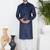 Blue linen cotton kurta for men