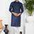 Blue linen cotton kurta for men