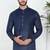Blue linen cotton kurta for men