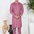 Pink linen cotton kurta for men