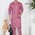 Pink linen cotton kurta for men