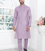 Purple linen cotton kurta for men