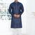 Blue linen cotton kurta for men