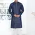 Blue linen cotton kurta for men